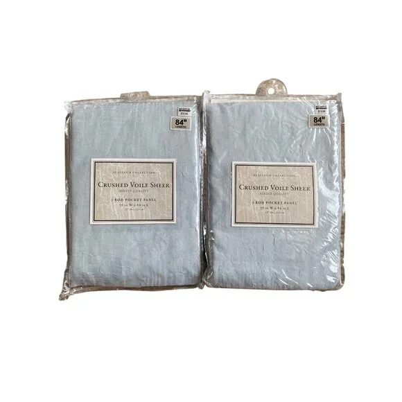 Bed Bath & Beyond Crushed Voile Sheer Rod Pocket Panel Curtains NEW IN PACKAGE