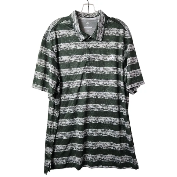 Adidas Green Oxide Golf Painted Stripe‎ Mesh Polo