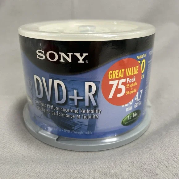 50 Pack Genuine SONY‎ DVD+R Discs 75DPR47LS4 NEW Sealed 4.7 GB 120 Minute 1x-16x
