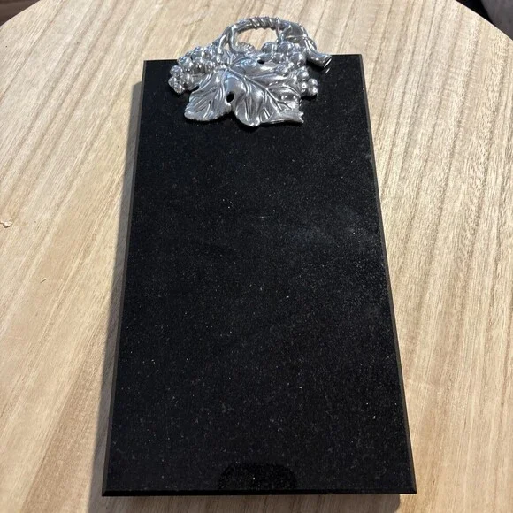 Black marble Pewter grapes Cutting Board Cheese Charcuterie ARTHUR COURT
