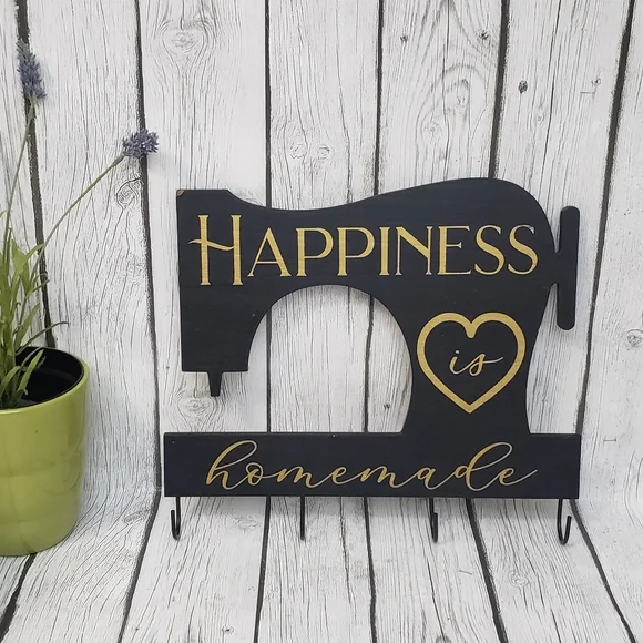 Happiness Is Homemade Wood Wall Decor With Hooks