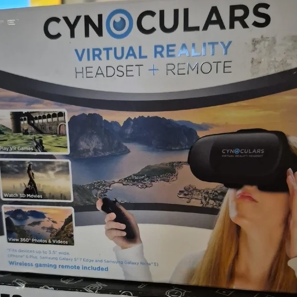 Black Virtual Reality Headset with Remote
