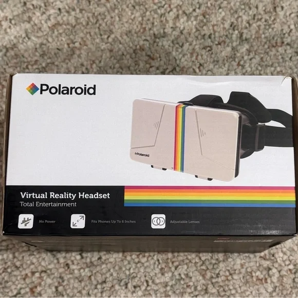 Polaroid Virtual Reality Headset - White with Rainbow Stripe