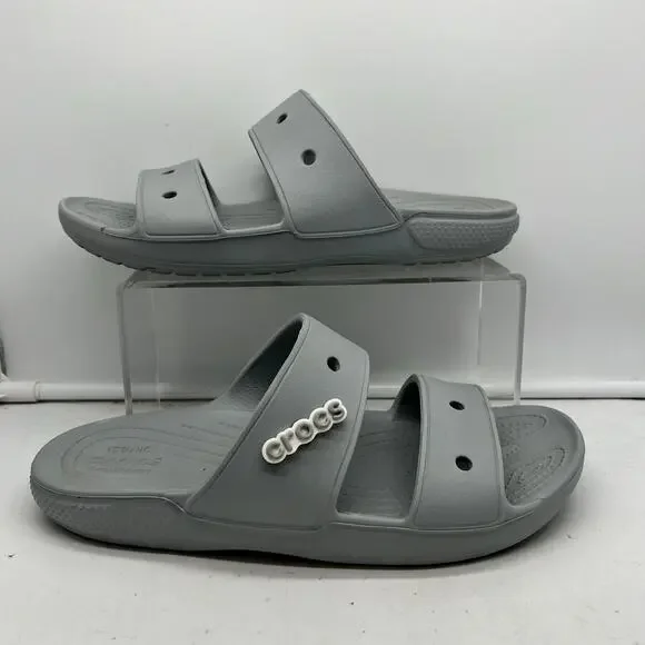 Crocs Classic Slide Sandals Women 11 Mens 9 Double Strap 206761 Gray