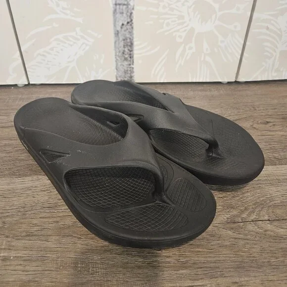 OOFOS OOriginal Recovery Sandals Size M11 W13 Black Comfort Arch Flip Flop