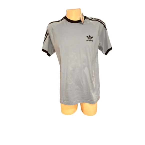 Men's Adidas 3-Stripes Tee Light Blue Black Size L. M24