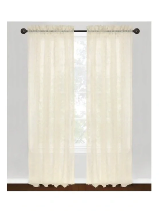 new Boho Chic ✶ Set 2 Rod Pocket Panel Curtains ✶ Semi Sheer Natural ✶ 40” x 84”