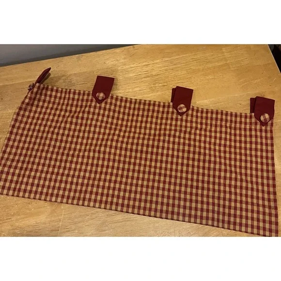 JCPenney Home Country‎ Red Yellow Gingham Valance Tab Button 60x36