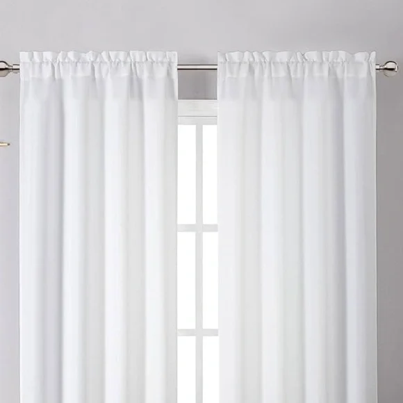 Elegant White Curtain Panels, Set of Two, 🦋