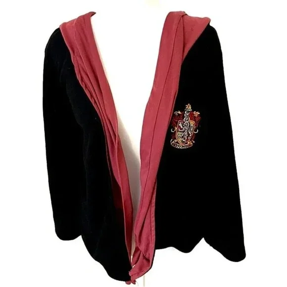 Harry Potter Gryffindor Cloak Robe Hooded Crest‎ Black Red Kids Large Costume