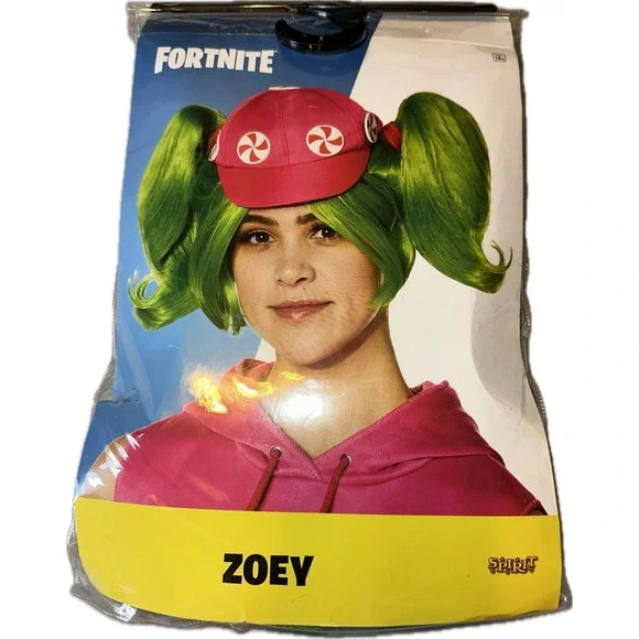 Spirit Halloween Fortnite Zoey Wig & Hat One‎ Size Costume Dress Up