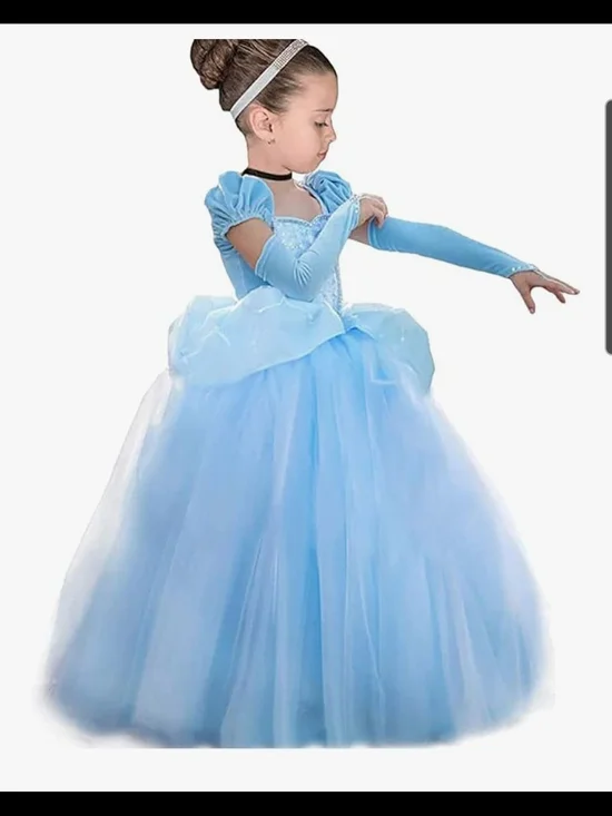 Cinderella-Inspired Light Blue Princess Costume Dress for Kids
