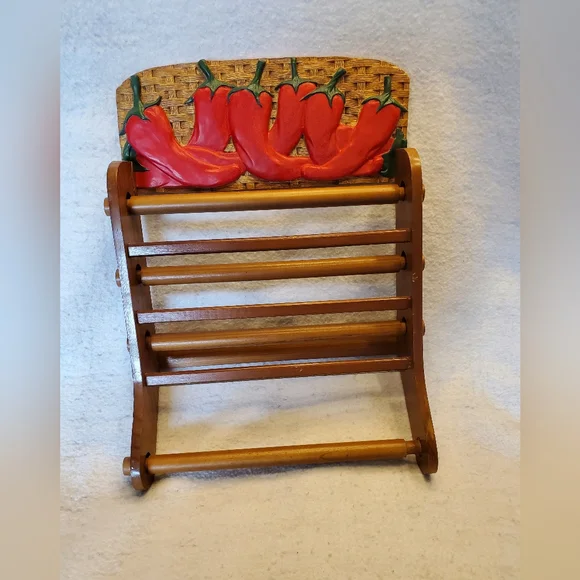 Wood Vtg Mid Century Pepper Drying Rack