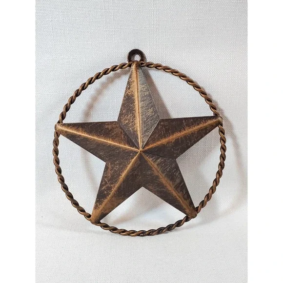 Rustic Metal Barn Star Wall Decor with Twisted Rope‎ Circle 5