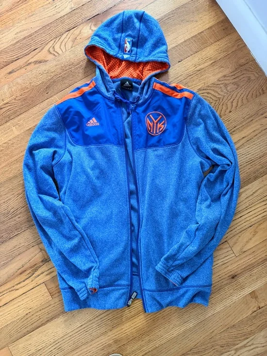 Adidas New York Knicks Blue & Orange Zip-Up Track Jacket
