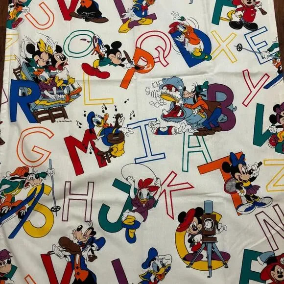VTG 80s DISNEY (4) Window Panels Mickey Minnie Donald Daisy Goofy ABC Alphabet