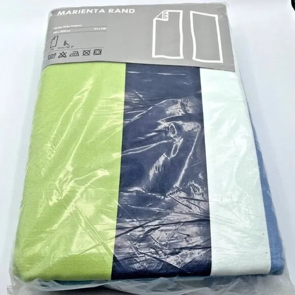 NWT IKEA Marienta Rand Green & Blue Curtain Panels 57