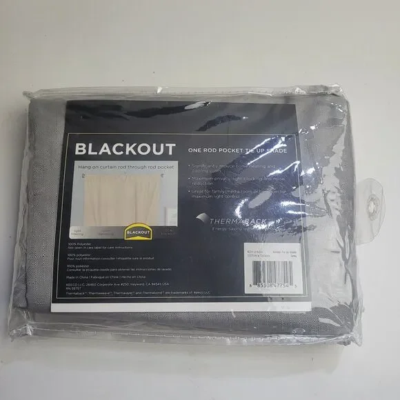 NEW Eclipse Kendall blackout window tie-up shade 'Grey' 42x63in #CT5