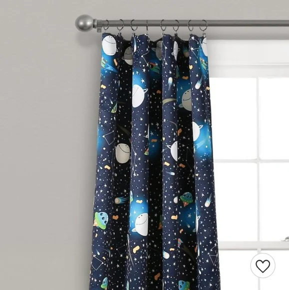 💙Universe Room Darkening Window Curtain Panels Navy - Lush Décor