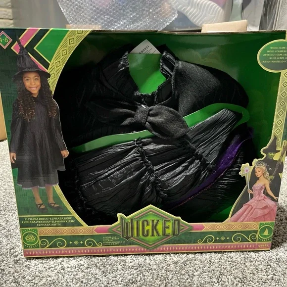 Wicked Deluxe Elphaba Black Defying Gravity Dress Up Set W/ Hat Size 4-6x