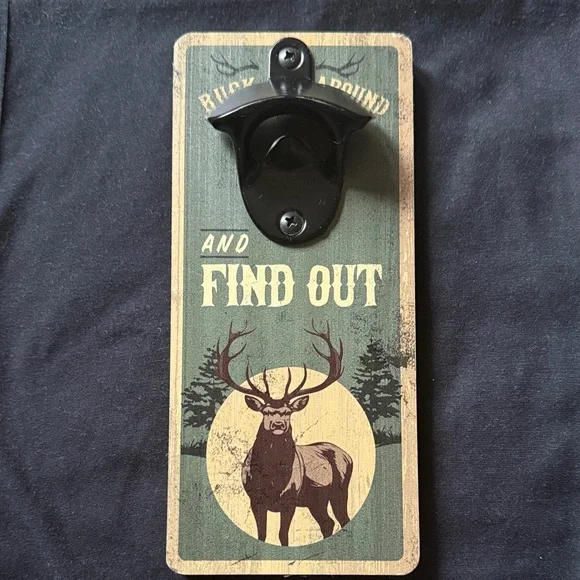 Rustic Deer Wall Bottle Opener - Black and Green