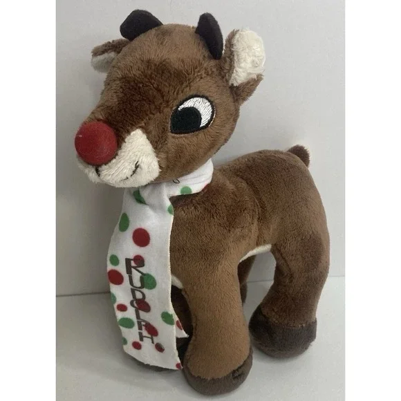 Rudolph the Red-Nosed Reindeer Soft And Festive Plush‎ Cute Poka dot Scarf
