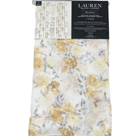 New Ralph Lauren Floral Window Panels 50x96 in drapes romantic cottage