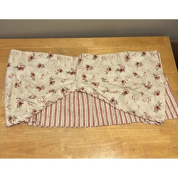 Waverly Home Classic Fairfield Red Floral Stripe Valance Draped Pleat 72x16