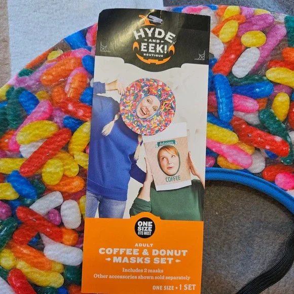 Hyde and Eek‎ Boutique Adult Coffee Donut Masks Set Costume Halloween One Size