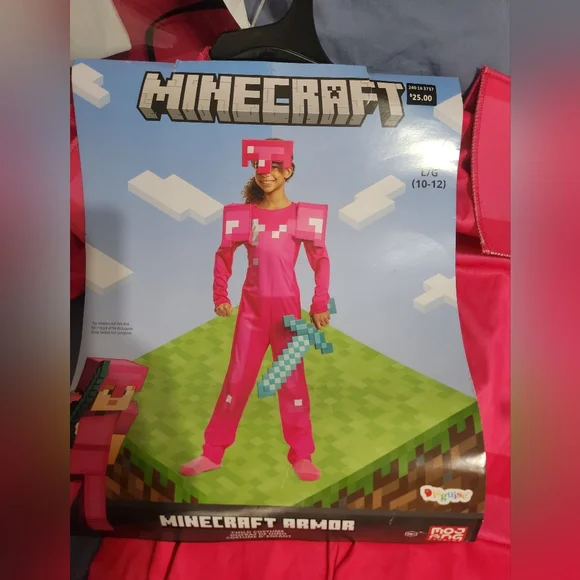 Disguise Pink Mindcraft Armor Girl's Size 10/12 Costume NWT
