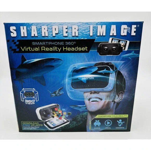 New Virtual Reality Headset Sharper Image Smartphone 360 Degree Views