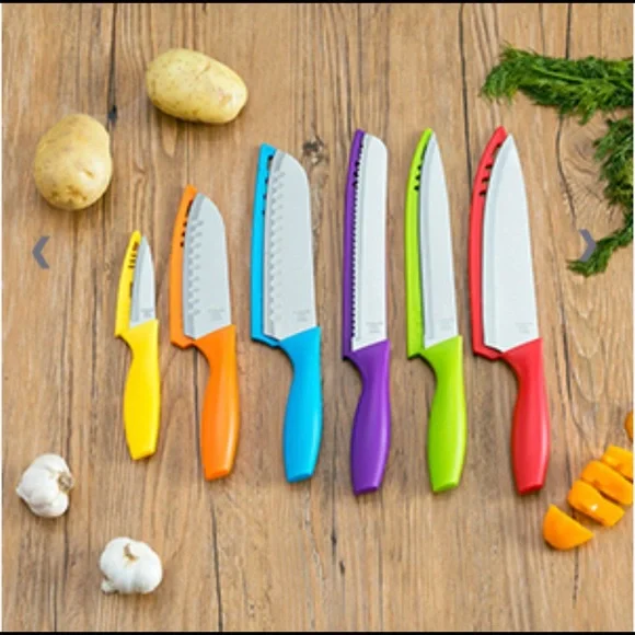 Stainless Steel Knife Set with Colorful Slip Covers