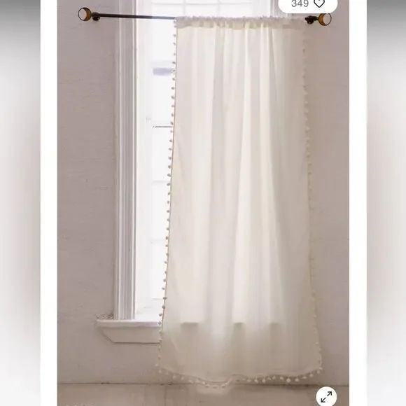 New Urban Outfitters UO Home Rideau Pom Blackout Curtain 52x96 Ivory