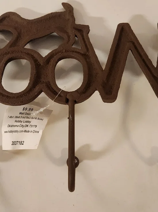 Hobby Lobby Brown Cast Iron Dog 'Woof' Wall Hook Rack