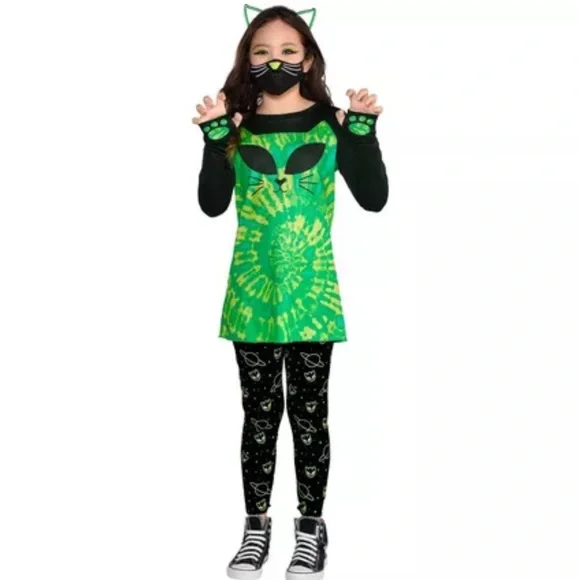 Suit‎ Yourself Cosmic Kitty Alien Cat Costume Girls Large 12-14 Light-Up 4pc Set