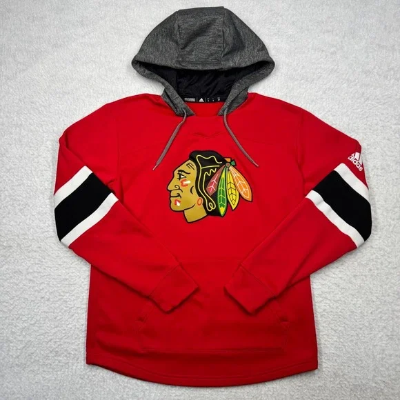 Chicago Blackhawks NHL Hoodie Sweater Jersey Style Red by‎ Adidas Men's Size S