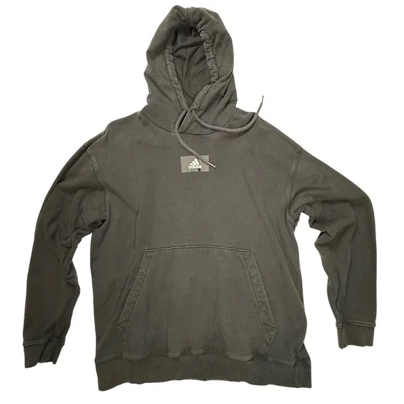 Adidas Mens Box Logo Hoodie Faded Black Pullover Sweatshirt Small‎ 0145