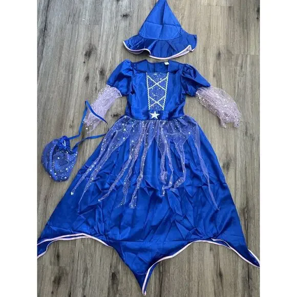 Girl‎ Party Dress Witch Star Large Costume Festival For Girls With Hat Sz L