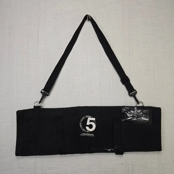 Mercer Chef Knife Roll Bag Culinary Case Paint Stains Blk Shoulder Strap Pockets