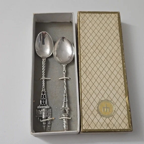 Zürich Elegance: Antique 800 Silver Gothic Souvenir Spoon Set