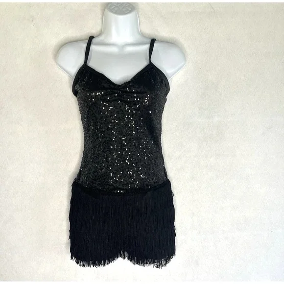 Weissman Dance Sequin Fringe Flapper Dress Short Costume Size SA Roaring 20's