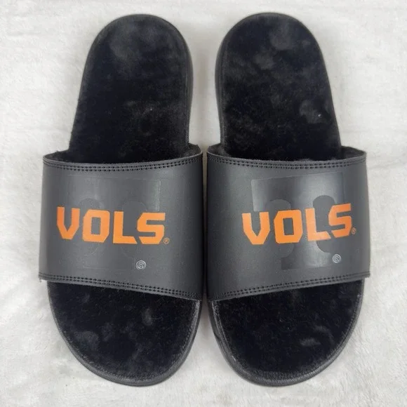 Tennessee‎ Volunteers ISlide Fur Lined Slides Men's 9 Black Sneaker Midsole New