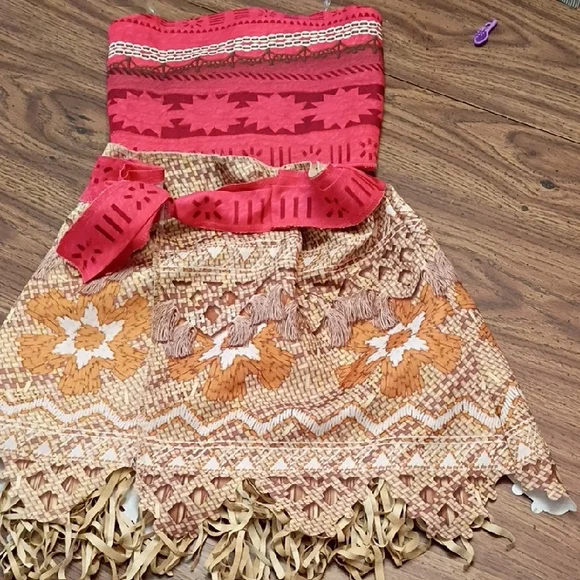 🌊Disney Moana Red and Orange Patterned Skirt Set