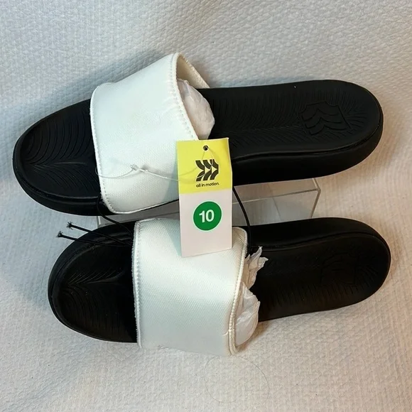 all in motion men’s slip on white flip flop sandals size 10‎