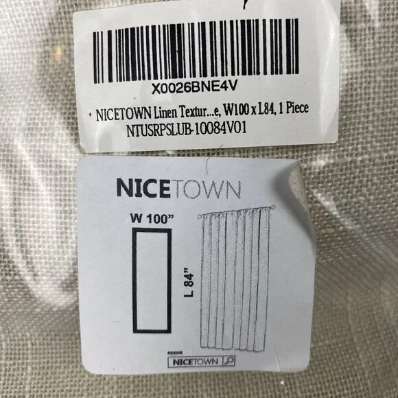 NICETOWN Linen Textured Curtain Panel 100x84 Beige Slub Rod Pocket Single NEW