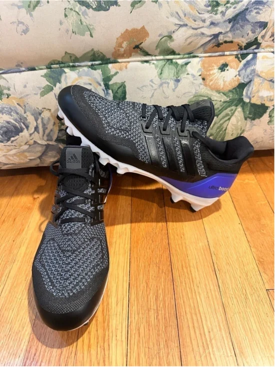 Adidas Ultraboost Football Cleats Black Blue Woven JP7410 Men's Size 13