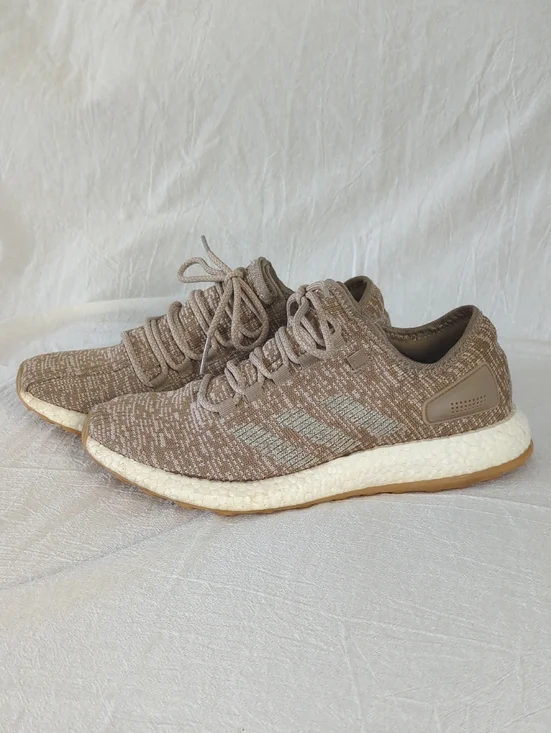 adidas PureBOOST Trace Khaki Oatmeal Tan Knit Sneakers Mens Size 8 S81992