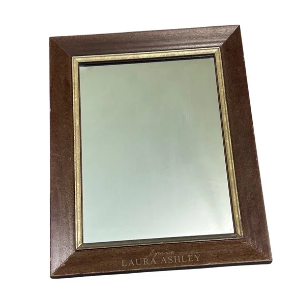 Laura Ashley Eyewear Wood Frame Countertop Mirror Gold Trim‎ Vintage Display