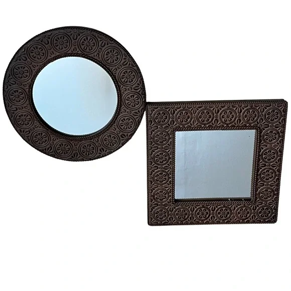 Vintage Home‎ Interiors Set of 2 Stamped Metal hanging Mirrors