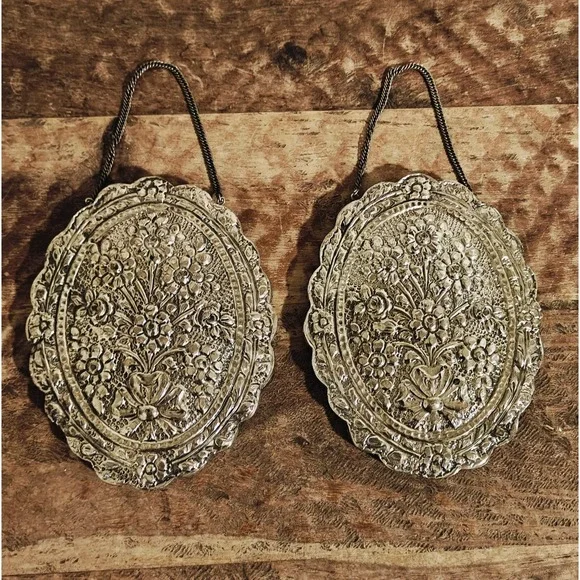 Two Vintage 7' Matching Turkish Silver 900 Wedding Mirrors Ornate